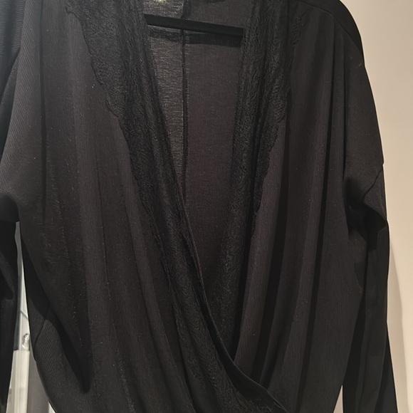 Zara Black Bodysuit with Lace Trim Size S - Picture 2 of 3